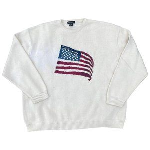 Vintage Cotton Traders USA American Flag Sweater